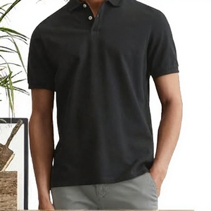 American Light Luxury Men's Breathable Knitted 100% Organic Cotton Plain Dyed <b>Short</b> <b>Sleeve</b> <b>Henley</b> Neck Slim Fit Regular Shoulder - Product Image 3