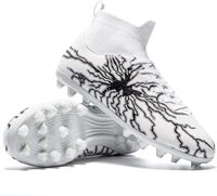 Chaussures de football pour enfants unisexes, crampons hauts en cuir véritable pour l'entraînement en extérieur