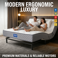 Lit électrique ergonomique réglable et inclinable en fer moderne pour usage hôtelier, positions de confort personnalisées, mouvement silencieux, soulagement de la pression