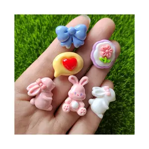 Tiny Cute Rabbit Resin Figurines Charms Shoes Buckle Scrapbook Fridge Magnet Making Accessories