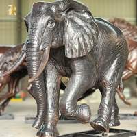 Escultura de Elefante de Bronce de Tamaño Real RELONG, Gran Estatua Decorativa de Elefante de Metal Fundido en Cobre para Jardín