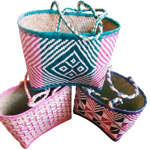 Urban Simplicity Premium <b>Raffia</b> <b>Tote</b> Bag Multi Use Daily Leather Trim Button Closure Penja Lining MG Made for Gifts & Parties - Product Image 4