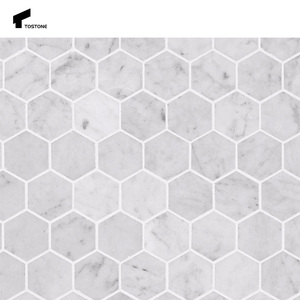 Tostone 2-Inch Polished <strong>White</strong> Carrara Marble Hexagon <strong>Mosaic</strong> <strong>Tile</strong> for Modern Interior Spaces for Living Room and Bedroom - Product Image 2