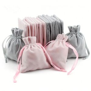 Luxury 5x7cm Pink Black Color Velvet Drawstring <b>Bags</b> Custom Logo Recyclable Dust Jewelry Pouches for <b>Gift</b> Packaging - Product Image 4
