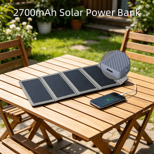 <span class=keywords><strong>Chargeur</strong></span> de téléphone portable <span class=keywords><strong>solaire</strong></span> monocristallin compact et portable 2700mAh avec 4 panneaux solaires pliables pour le camping en plein air et le sac à dos - Product Image 3