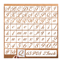 Pochoirs d'alphabet de 2 pouces avec lettres de calligraphie, grands caractères et lettres cursives, chiffres et symboles