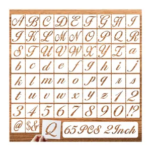 2 дюйма Алфавит шаблоны чертежей с каллиграфический шрифт крупный шрифт и Курсив буквы, цифры символ трафареты