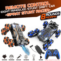 AiJH Voiture de cascadeur télécommandée à huit roues Camion RC tout-terrain Double télécommande Voiture jouet avec pulvérisation Voiture RC d'escalade