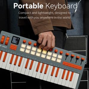 Clavier MIDI M-VAVE SMK-37 Elite - Contrôleur portable 37 touches avec <span class=keywords><strong>synthétiseur</strong></span> intégré et pads RGB, 16 pads, 8 encodeurs - Product Image 3