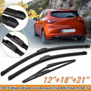 Juego de 3 Escobillas Limpiaparabrisas de Goma para Renault Clio MK2 Hatchback 1998-2017, Accesorios para Auto 21''+18''+12'' - Product Image 1