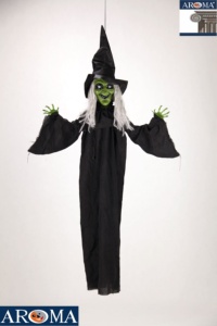 Décoration d'<span class=keywords><strong>Halloween</strong></span> : Sorcière suspendue de 120 cm, visage vert, tête et corps séparés, avec son et mouvement, pour bar et fête - Product Image 4