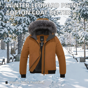 Wholesale Winter Cotton <b>Coat</b> <b>Leopard</b> <b>Print</b> <b>Faux</b> <b>Fur</b> Breathable Zipper Casual Silk Lining with Belt New Stylish - Product Image 2