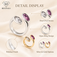 Anillo Abierto en Espiral de Cristal Colorido, Plateado, Estilo OEM, Geométrico, Minimalista, Unisex, para Proyectos de Regalos al por Mayor