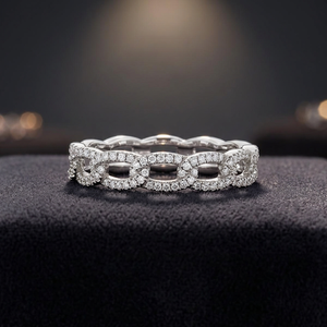 แหวนวงกลมประดับเพชรเพาะเลี้ยงทรงโซ่ ดีไซน์เนอร์สไตล์ ทอง 10K 14K 18K เงิน 925 935 เครื่องประดับชั้นดี - Product Image 1