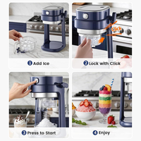 Machine à glace pilée compacte pour usage domestique, pour un broyage rapide en une seule pression, desserts glacés, slushies, machine à neige électrique, 3 moules à glace