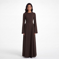 pure Style classique taille plissée à manches longues femmes de bureau musulmanes coréennes Nida Abaya pour tous les jours