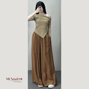 Women Korean Style Velvet Yarn Dyed <b>Lace</b> Wide Leg Pants <b>Elastic</b> Waist Drawstring Summer Casual OEM - Product Image 1