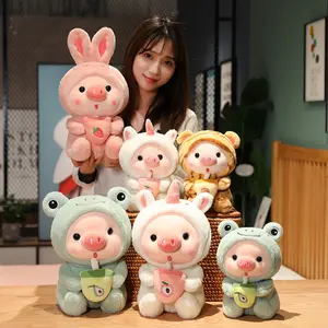 Kawaii Soft 9.8inch Boba Plush Toy Bubble Tea Pig Colorful Customized Stuffed Animal Plush Doll Toys For Kids Present