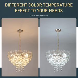 Thanh Lịch Vàng Kết Thúc Đèn Chùm Pha Lê Có Thể Điều Chỉnh Chiều Cao Mặt Dây Chuyền Trần Ánh Sáng Lịch Thi Đấu Ăn Uống Phòng Ngủ Khách Hoa Thiết Kế LED - Product Image 4