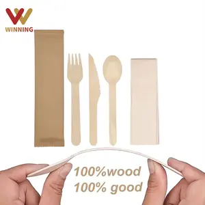 赢得便宜的价格160毫米环保木制餐具套装一次性可生物降解木制餐具套装