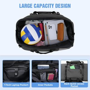 Eco Friendly Sports Duffel <b>Bag</b> Large Capacity Gym <b>Bag</b> Wet Dry Separate <b>Weekender</b> <b>Bag</b> with Hidden Shoulder Strap - Product Image 3