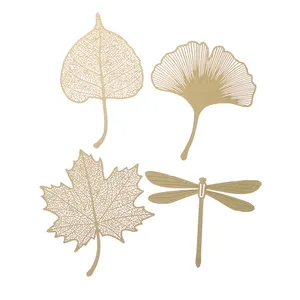 Creative Retro Golden Sycamore Leaves Metal Bookmark for School Students Vintage Gold Bookmark Gift
