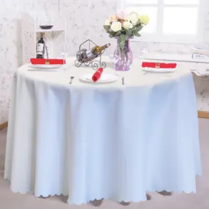 Parti düğün masa örtüsü masa örtüleri olaylar için kilise ziyafet restoran özel boyut şam Polyester yuvarlak özel beyaz dokuma