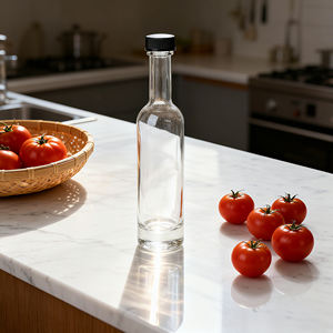 Botella Redonda <span class=keywords><strong>de</strong></span> Vidrio para Salsas con Tapa <span class=keywords><strong>de</strong></span> Rosca, para Salsas, Vinagre, en Existencia, <span class=keywords><strong>Precio</strong></span> Económico - Product Image 1