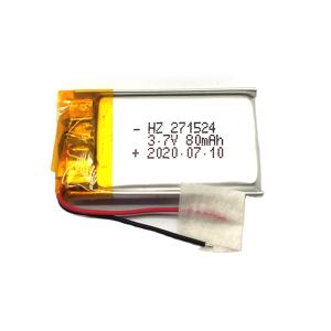 Ultra thin li ion battery 271524 3.7v 80mah lipo rechargeable batteries - Product Image 1