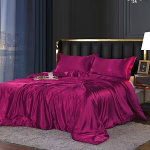 Set di Biancheria da Letto in Seta Satinata Intrecciata 6 Pezzi, Alta Qualità Stile Europeo, Tinta Unita, Set Copripiumino 400TC Setoso - Product Image 5
