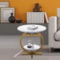 Petite table basse ronde en métal à double couche, style luxe léger, pour salon et bureau