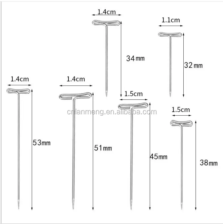 32MM T 모양 사무실 바늘, 포지셔닝 바늘을 가진 조정 T 모양 못, DIY 아름다움 가발 연장 스테인리스 강요 핀