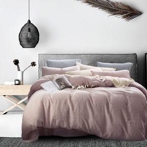 Parure de lit en lin naturel français certifié GOTS 100% lin européen, couleur unie, vente en gros - Product Image 1