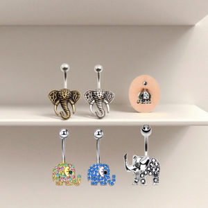 आदिवासी हाथी डिजाइन शरीर भेदी गहने सर्जिकल स्टील नाभि रिंग फैशनेबल थोक थोक पेट बटन छल्ले - Product Image 6