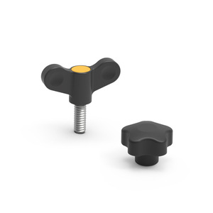 Vis à main en plastique TANJA, nylon noir, poignée cinq étoiles, filetage métrique M10 standard, surface mate, pour fixation de machines - Product Image 3