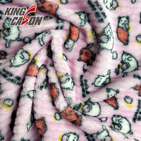 Kingcason – Nouvelle Tissu en Flanelle Imprimé Animaux de Dessin Animé Adorables avec Rayures sur les Deux Côtés pour Vêtements d'Enfants, Pyjamas, Couvertures et Coussins