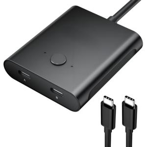ZOGUO Bi-Directional USB C Switcher 1 2 Out/2 1 2 Portable Aluminum Alloy 8K 60Hz Video Transmission 10Gbps Data Transfer 100W