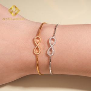 Nuevo Brazalete Ajustable de Plata de Ley 925 con Moissanita, Brazalete Fino Personalizado con Incrustaciones de Diamantes, Brazalete de Plata Chapado en Oro para Mujer - Product Image 1