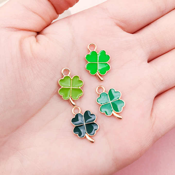 Enamel Clover Charms Green Lucky Four-Leaf Clover Charm Pendants for ...