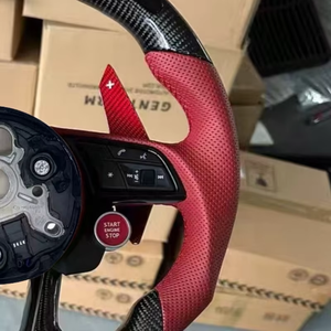 Volante de fibra de carbono LED perforado de alta calidad para <span class=keywords><strong>Audi</strong></span> A3 A4 A5 A6L C6 C7 C8 4F A7 A8 Q3 <span class=keywords><strong>Q4</strong></span> Q5 Q5 Q7 Q8 TT B9 - Product Image 2