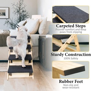 Cross-border wooden pet climbing ladder, foldable stairs and ramps suitable for <b>beds</b>, cars, and <b>dogs</b>, easy to customize. - Product Image 2
