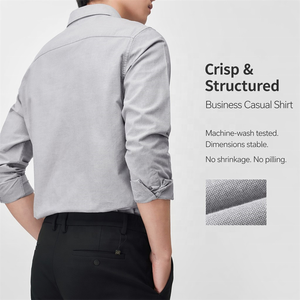 Camicia da <span class=keywords><strong>Uomo</strong></span> in Puro Cotone Oxford a Maniche Lunghe, Taglia Europea, Personalizzabile OEM ODM con Logo, Elasticizzata e in Tinta Unita - Product Image 3