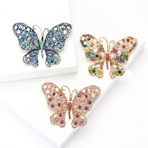 Broche de Mariposa Hueca de Lujo con Cristales y Pedrería de Aleación de Diseñador - Product Image 1