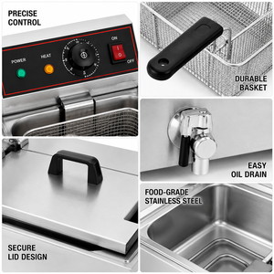Freidora Eléctrica Comercial de Doble Tanque, 220V, Acero Inoxidable, con Grifos de Drenaje de Aceite para Restaurante - Product Image 2