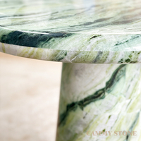 Table basse ronde en marbre vert Shangrila naturel Cammy Stone, design moderne et élégant, pour salon et chambre à coucher