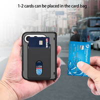 Étui de téléphone pliable avec porte-cartes, protection intégrale de la charnière, protection antichoc, protection d'écran en verre trempé pour iPhone Duo