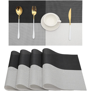 Napperons à grille noir et blanc <span class=keywords><strong>tapis</strong></span> de Table tissés en <span class=keywords><strong>vinyle</strong></span> lavable napperon de salle à manger lavable pour la <span class=keywords><strong>cuisine</strong></span> - Product Image 1