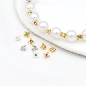 <b>Flower</b> Shape Zircon Pendant DIY Jewelry Accessories 18K Gold Silver Color For <b>Bracelet</b> Necklace Beaded D179 - Product Image 2