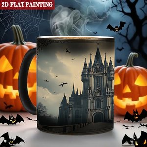 Tasse magique givrée noire 11oz en céramique, changeant de couleur à la chaleur, pour le bureau - Product Image 6