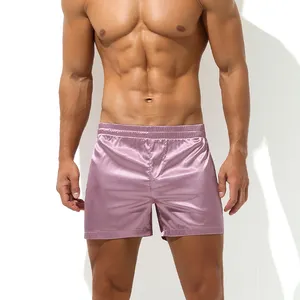 Sous-vêtements de couleur unie pour hommes, boxer en fibre de polyester, slip de sport respirant, taille basse, grand short